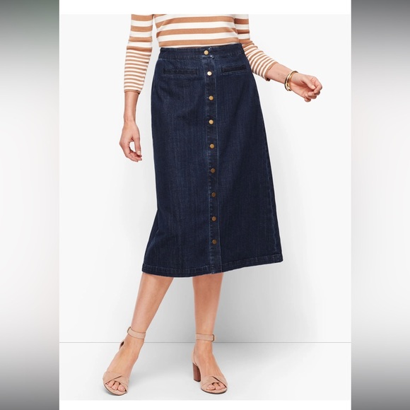Talbots Denim Button Front A-Line Skirt - Picture 14 of 15